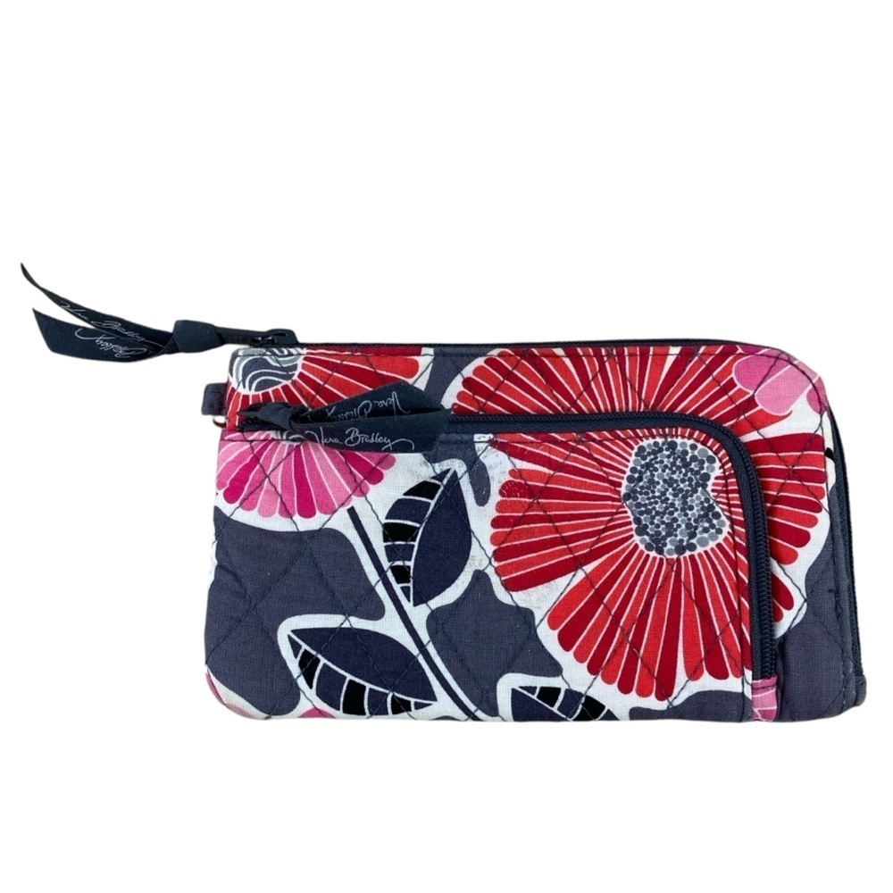 VERA BRADLEY Cheery Blossoms Floral Zip Around Wallet, Wristlet, Clutch